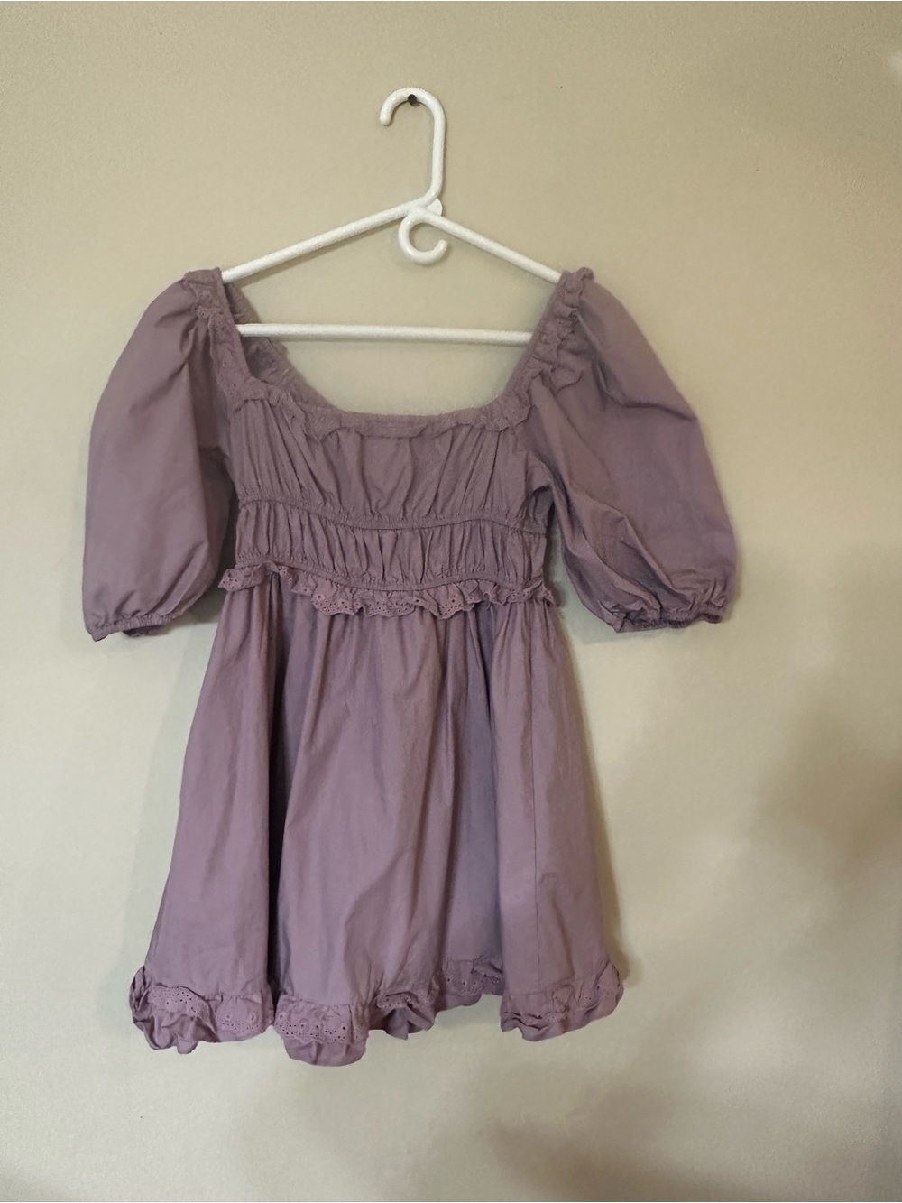Altar'd State Lilac Puff-Sleeve Smocked Mini Dress - Picture 3 of 5
